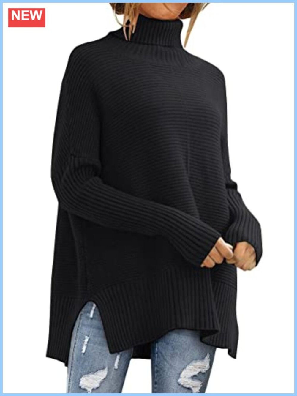 Oversized Turtleneck Sweater Cozy Long Pullover Tunic Viscose Blend